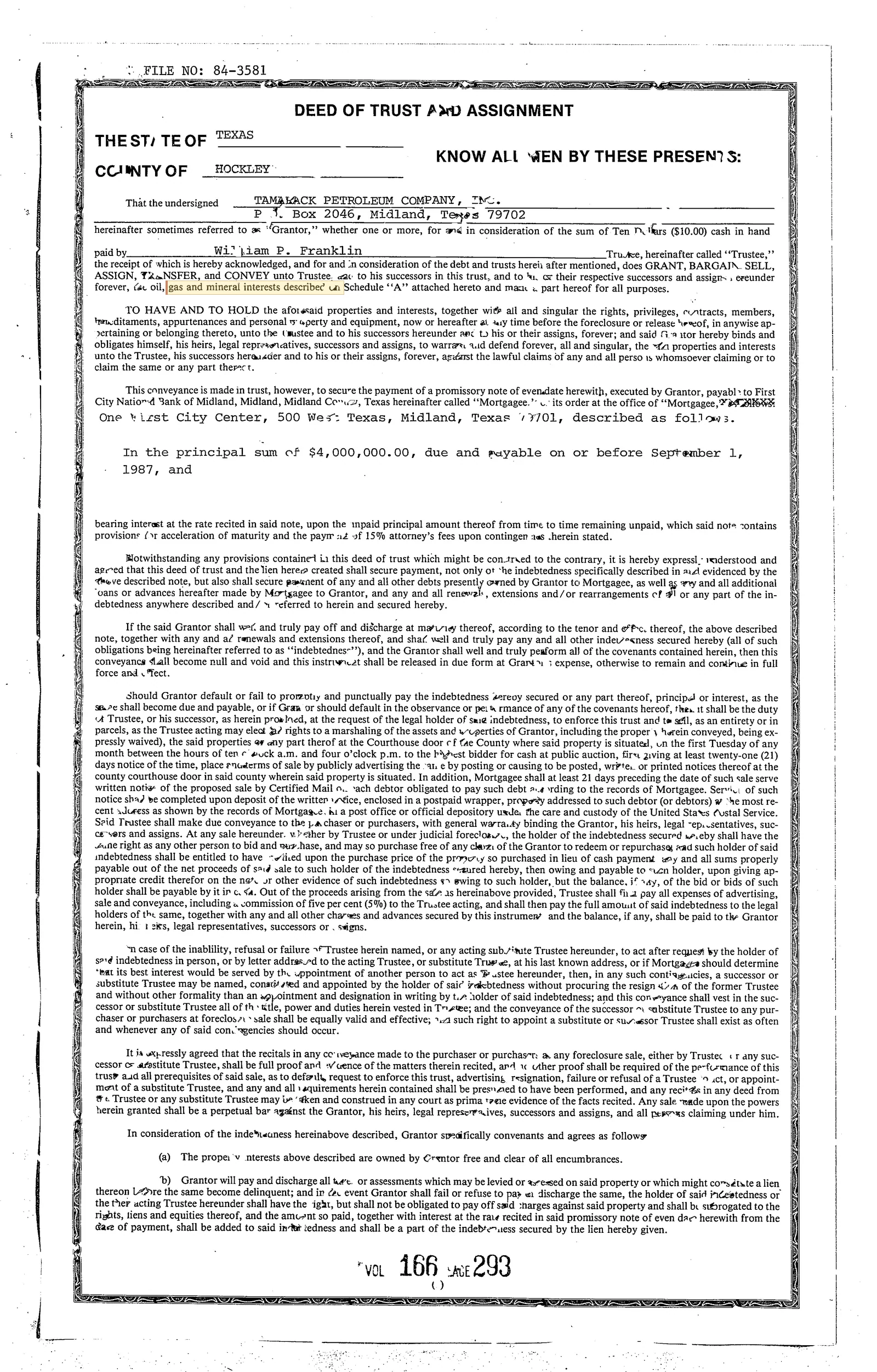 Tamarack Petroleum Co Inc. - Recorded Deed Of Trust (Doc #101530943)
